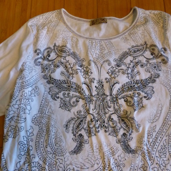 BLUE CANYON BLING BUTTERFLY LS TOP BLOUSE … - Picture 2 of 5